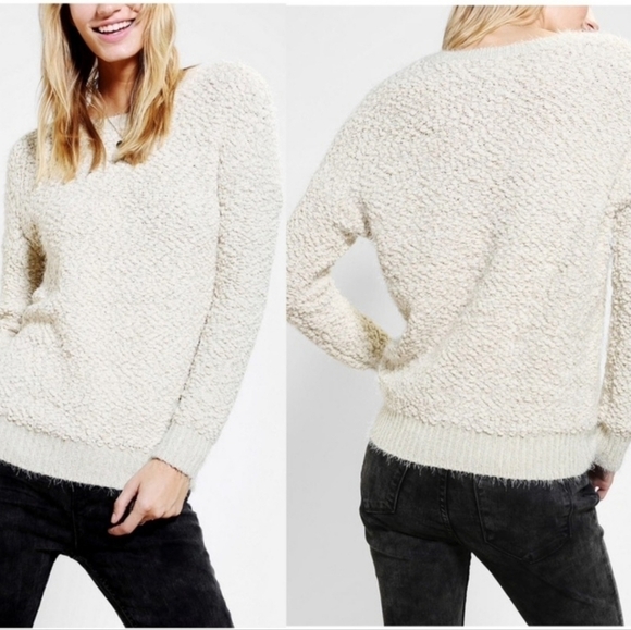 Bycorpus Popcorn Knit Pullover Long Sleeve Cream Sweater Top - Size S - Picture 2 of 10